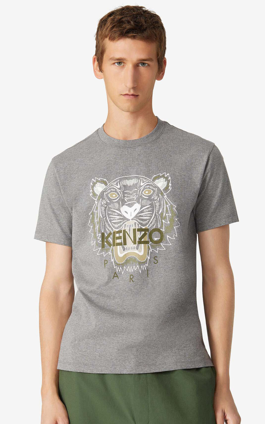 Kenzo 虎 Tシャツ メンズ グレー - KOTCFZ176